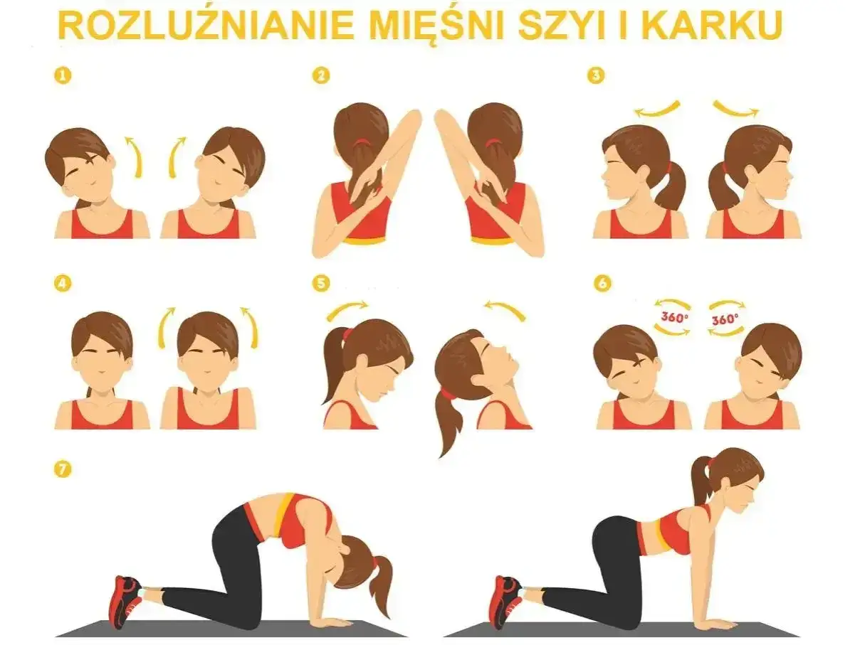 Ćwiczenia na rozluźnienie karku i szyi, które pomogą złagodzić ból z tyłu głowy.