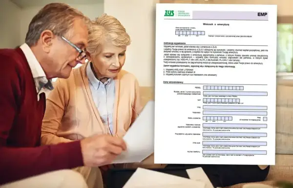 Starsze małżeństwo analizuje dokument ZUS. Wniosek o emeryturę jak wypełnić - kluczowe pytanie, na które szukają odpowiedzi.